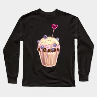 Chocolate cupcake with blueberries and love sign Long Sleeve T-Shirt